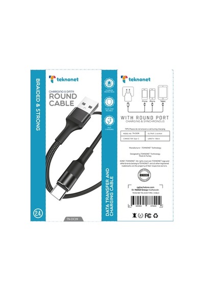 Teknonet Ip Örgü 100 Cm Hızlı Şarj Type-C Şarj Ve Data Kablosu (534255438)-Siyah