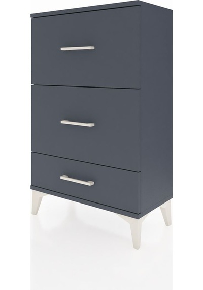 Arges Komodin 3 Çekmeceli 60x30x96 Antrasit-antrasit Antrasit