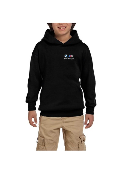 Zepplin Giyim BMW Logo M Power Motorsport 2 Siyah Çocuk Kapşonlu Sweatshirt Siyah