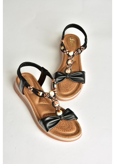 Fox Shoes U258624409 Siyah Kadın Sandalet Siyah-suni Deri Siyah