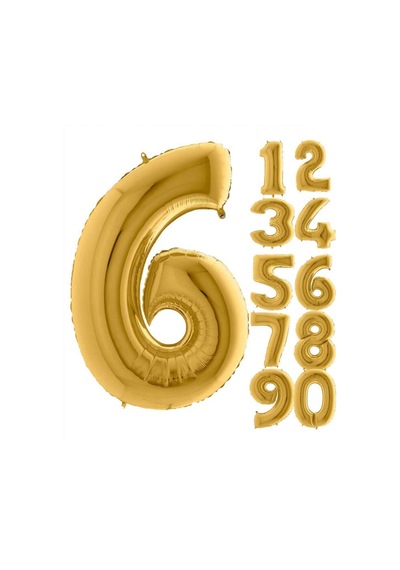 6 Yaş Rakam Folyo Balon Gold 100 CM .Doğum Günü. Yaşgünü. Parti.