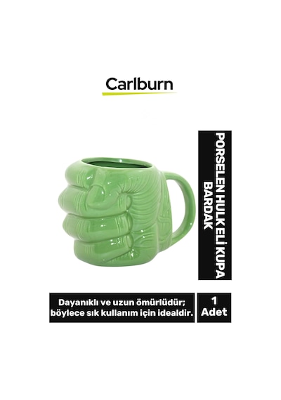Özel Tasarım Dekoratif Şık Hediyelik Porselen Hulk Eli Kupa Bardak 11 14 Cm Çok Renkli