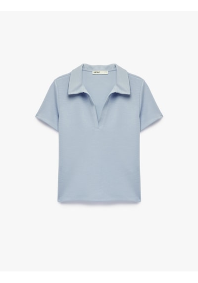 Koton Regular Fit Kısa Kollu Kesik Polo Yaka Tişört Mavi 6sak50190ek Mavi