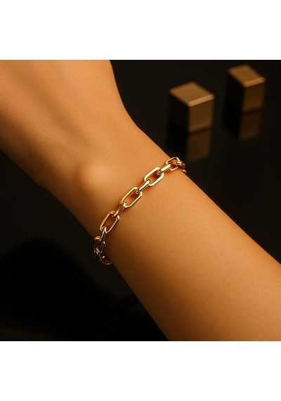 Zarifly Altın Renk Oval Zincir Bileklik Modern Ve Şık Altın - Gold