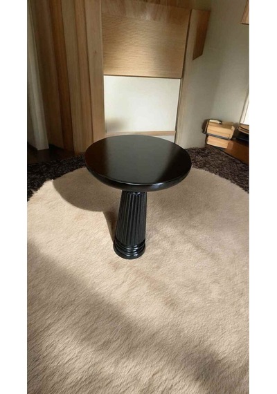 Doğal Masif Ahşap Siyah Renk Tekli Yan Sehpa Mantar Model Sehpa - Coffee Table Siyah