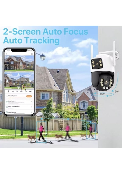 6mp Çift Lensli Wifi Ptz Kamera Akıllı Takip 360 Görüş Ip66 Gece Görüş Güvenlik Kamera