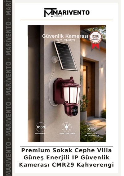 Premium Sokak Cephe Villa Güneş Enerjili Ip Güvenlik Kamerası Cmr29 Kahverengi