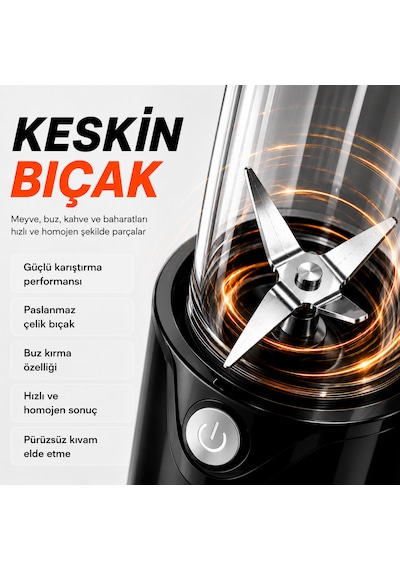 Tigrecook TG-3205B Nutrishake Fit 3 In 1 600 W Kişisel Smoothie Blender Ve Kahve Baharat Öğütücü
