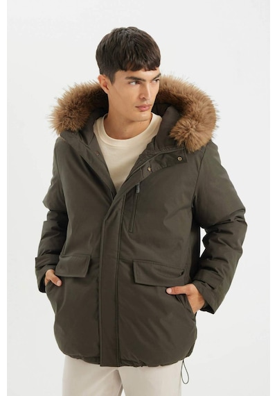 Defacto Regular Fit Kapüşonlu Fermuarlı Parka D1275ax24wnkh428 Haki