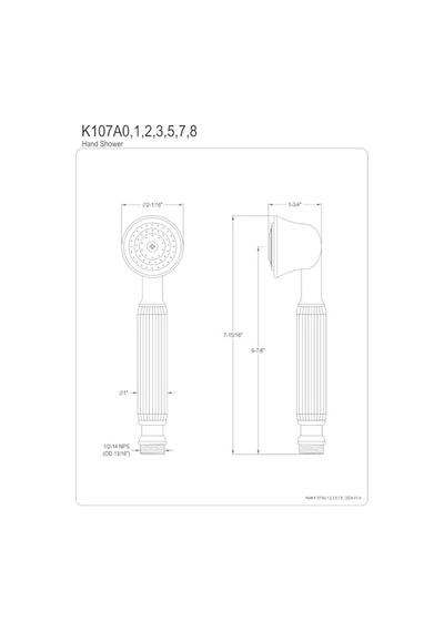K107a2 El Duş Başlığı, Cilalı Pirinç Kaplama
