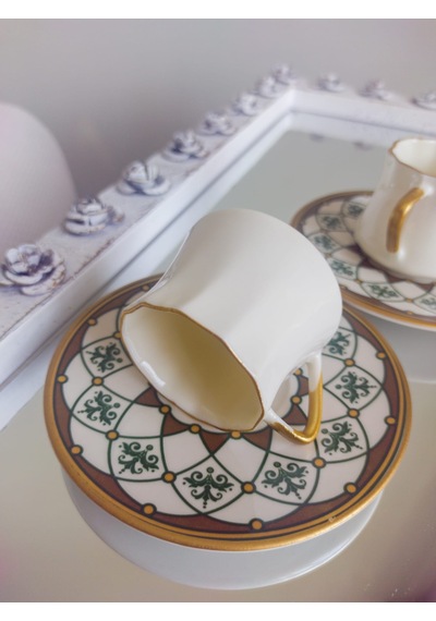 Bukle New Bone China Gold 6 Kişilik Kahve Fincan Takımı 80 Ml Beyaz