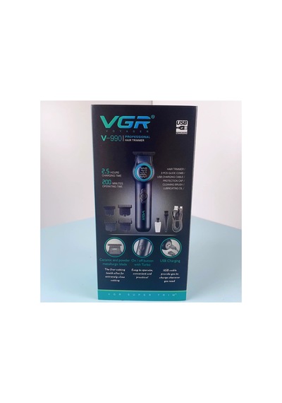 Şarjlı Tıraş Makinesi V-990 - 8000 Rpm Turbo Led Işıklı 200 Dakika - Siyah