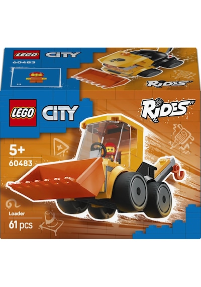 LEGO® City Araçlar – İnşaat Yükleyicisi 60483 - 5 Yaş Üzeri Çocuklar için İşçi Minifigürlü Yaratıcı Oyuncak Yapım Seti (61 Parça)