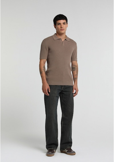 Colin's Colins Regular Fit Polo Yaka Jakarlı Erkek Kahverengi Kısa Kol Kazak Cl1082368 Q1.v2 Tpe Gri