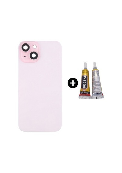 Apple Uyumlu iPhone 15 Arka Pil Batarya Kapak Pembe + B7000