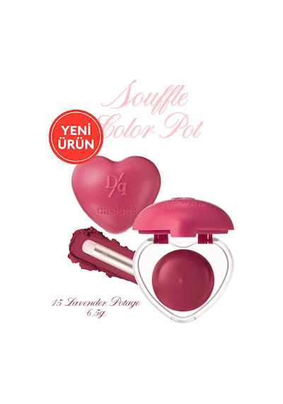 Dasique Kalp Tasarımlı Yoğun Pigmentli Köpük Yapılı Kadife Bitiş Sunan Ruj Souffle Color Pot 15 Lavender Potage 15 Lavender Potage