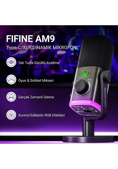 Fifine Ampligame Am9 Hibrit Usb/xlr Yayıncı Mikrofon Seti