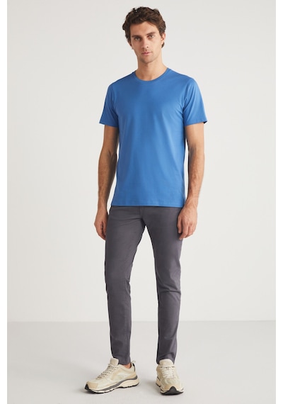 Grimelange Mıchel Erkek Slim Fit Dar Kesim %100 Organik Pamuklu Yana Kayan Dikişli Basic Örme Mavi T-shirt Grimelange Mıchel Erkek Slim Fit Dar Kesim %100 Organik Pamuklu Yana Kayan Dikişli Basic Örme Mavi T-shirt