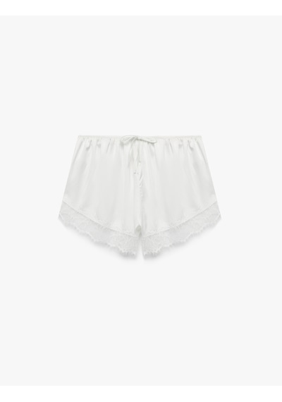 Koton Fiyonk Detaylı Rahat Kesim Dantelli Mini Şort Pijama Altı Beyaz Beyaz 6slk80021mw Koton Fiyonk Detaylı Rahat Kesim Dantelli Mini Şort Pijama Altı Beyaz Beyaz 6slk80021mw
