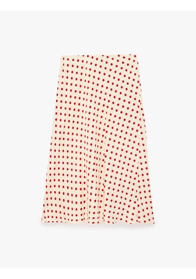 Koton Slim Fit Viskon Puantiye Desenli Balık Kesim Saten Midi Etek Kırmızı Desenli 7wak70064pw Koton Slim Fit Viskon Puantiye Desenli Balık Kesim Saten Midi Etek Kırmızı Desenli 7wak70064pw