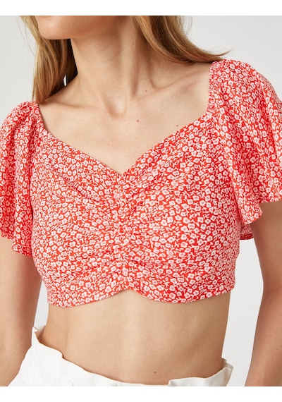 Koton Çiçekli Crop Bluz Büzgü Detaylı Kolları Volanlı Turuncu Desenli 2sak60266pw Turuncu Koton Çiçekli Crop Bluz Büzgü Detaylı Kolları Volanlı Turuncu Desenli 2sak60266pw Turuncu