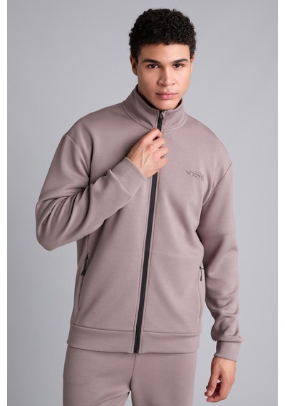 Defacto Ultra Yumuşak Standart Fit Dik Yaka Fermuarlı Baskılı Hırka H6166ax26augr539 Gri-gr539