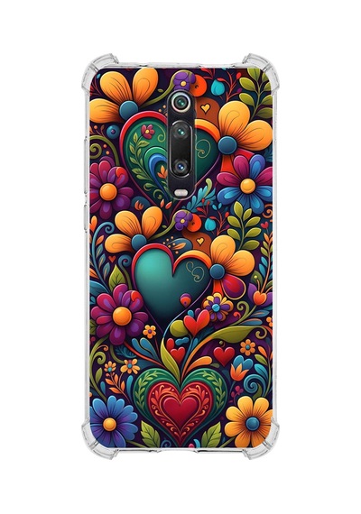 Printify Xiaomi Mi9t Pro İle Uyumlu Düşlerin Dansı Serisi Çiçeklerin Dansı Tasarımlı Uv Baskılı Köşe Korumalı Antişok Kılıf Şeffaf