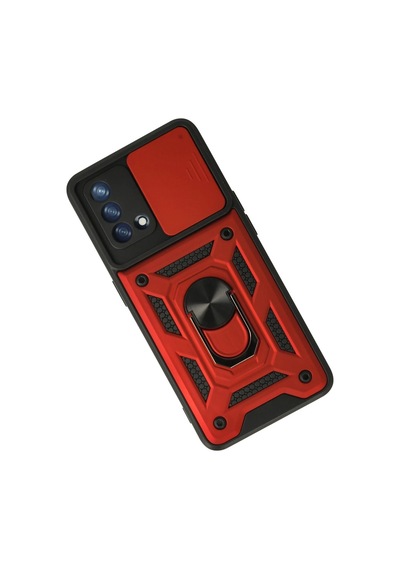 Newface Oppo A74 4g Kılıf Pars Lens Yüzüklü Silikon Semeglbl - 99 - Kırmızı