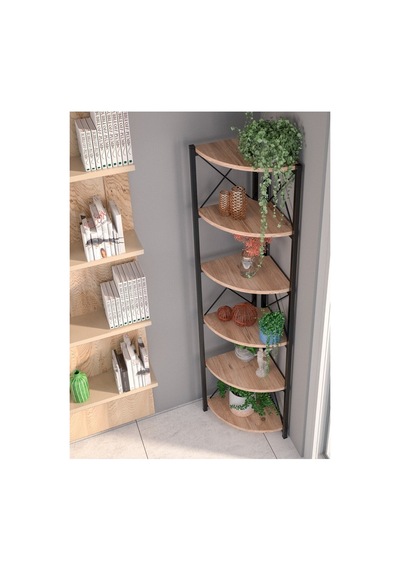 6 Raflı Kitaplık Ve Saksılık Krem 160 Cm Çok Renkli