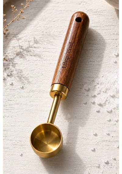 15 Ml Ahşap Saplı Gold Kahve Ölçü Kaşığı Paslanmaz Çelik Kahve Çay Mama Ölçme Kaşığı Altın