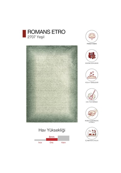 Etro 2707 Yeşil - Soft Geçişli Doğal Yeşil Halı Modeli