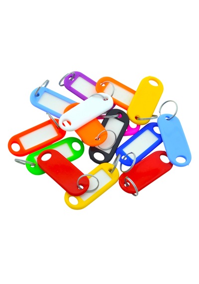 Plastik İsim Yazılabilen Karışık Renk 15 Adet Anahtarlık 5.5x2cm