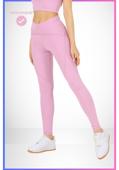 Missmaral Slim Fit Oslo Tayt Lila Yüksek Bel Toparlayıcı Spor Model Flatlock Dikiş Detaylı 1090 Lila