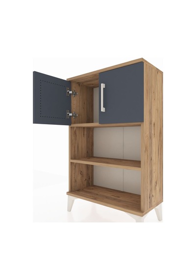 Arges Komodin 2 Raflı 2 Kapaklı 60x30x96 Çam-antrasit Çam