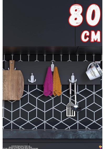 Geyik 15 Kancalı Mutfak Askısı 3'lü Set 76,4x9,6 Cm - Şık Tasgeyikm, Çok Amaçlı Düzenleyici Ve Yer Tasarrufu Gri