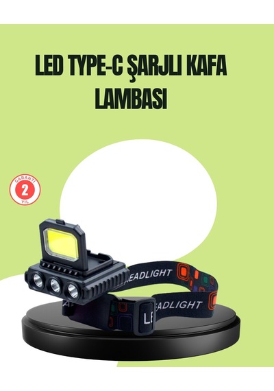 800 Lumen Çok Fonksiyonlu Led Kafa Lambası Type C Şarjlı Açık Gri