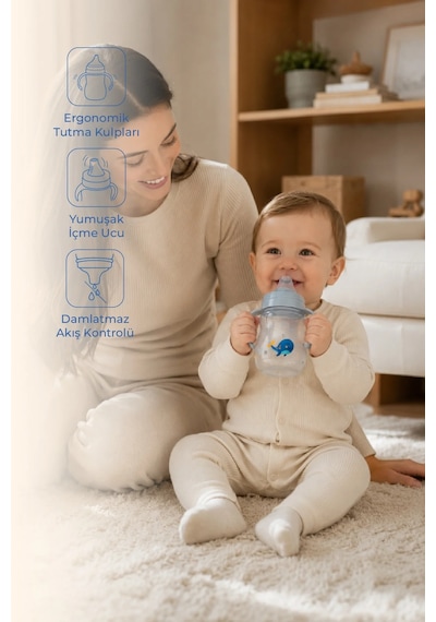 Babyjem Damlatmayan Suluk Alıştırma Bardağı 250 ml Gri