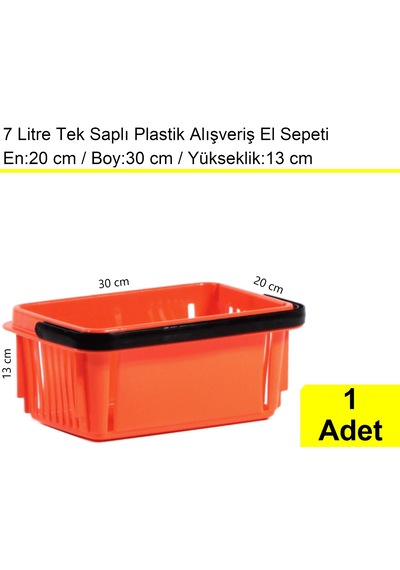 Kozmetik Ve Bijuteri Plastik Alışveriş El Sepeti 7 Litre Turuncu 1 Adet / En:20 Boy:30 Yükseklik:13 Cm Turuncu