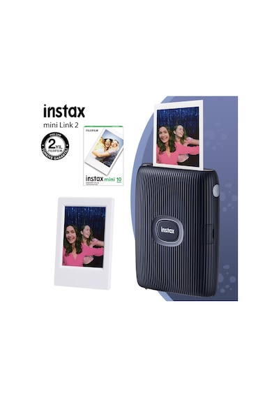 Fujifilm Instax Mini Link 2 Akıllı Telefon Yazıcısı + 10'lu Mini Film + Çerçeve Mavi