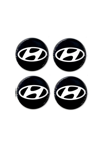 Hyundai Tasarım Damla Sticker Siyah Hyundai Jant Göbeği 5.5cm Uyumlu