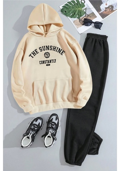 Uyguntarz The Sunshine Baskılı Eşofman Takımı Bej