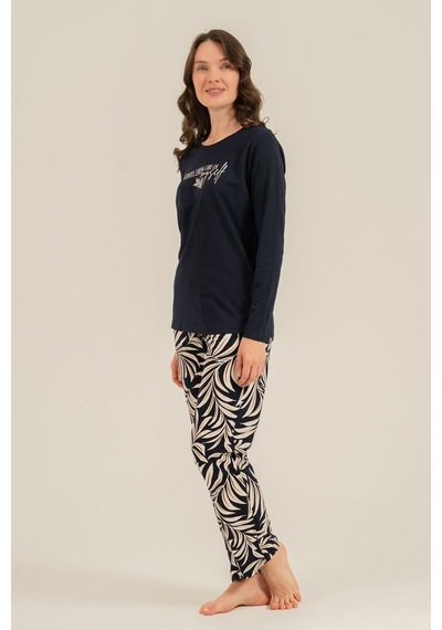 Arnetta Kadın Care Yourself Lacivert Uzun Kol Pijama Takım Ar3738-s-v1 Ar3738-s-v1