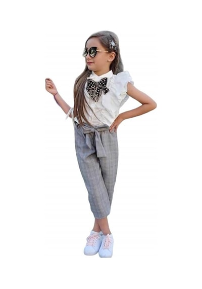 Quzucuk Kids Kız Çocuk Kurdele Detaylı Takım Çok Renkli