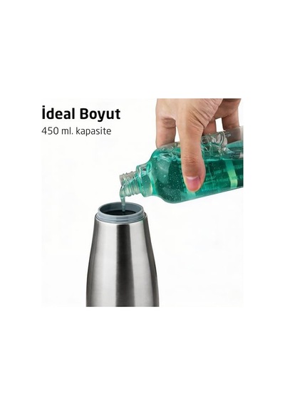 Tr Sense Touch Manuel Pompalı Sıvı Sabunluk Paslanmaz Çelik 450ml Şeffaf Seviye Bölmesi Parmak İzi Bırakma Diğer