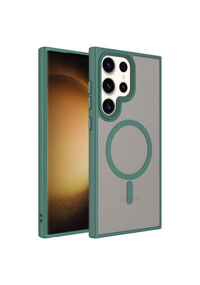 Galaxy Uyumlu S23 Ultra Kılıf Mat Arka Yüzey Wireless Şarj Özellikli Casen Flet Magsafe Kılıf