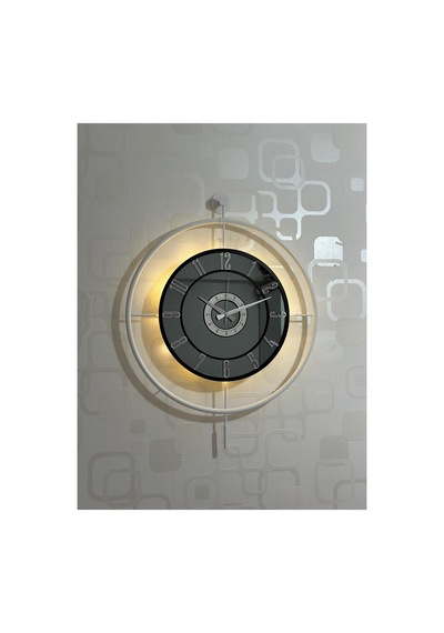 Pey Aksesuar Metal Camlı Duvar Saati 60x80 Cm Büyük Boy Işıklı Gerçek Cam Beyaz-füme-siyah-gümüş M61-beyaz-füme-siyah-gümüş