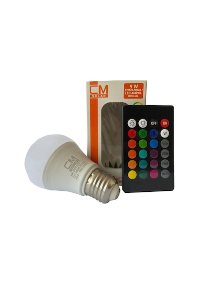 Rgb W Led Ampul, 9w Renk Değiştirme Özellikli, E27 Duy Uzaktan Kumandalı Dekoratif Aydınlatma Ampulü