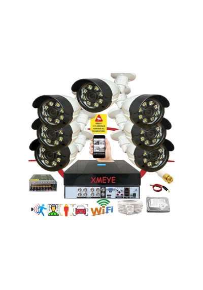 7 Li Araç İnsan Yüz Tanımalı Hareket Algılayan 5 Mp Lens 8 Warm Led Gece Renkli Kamera Seti 2308w