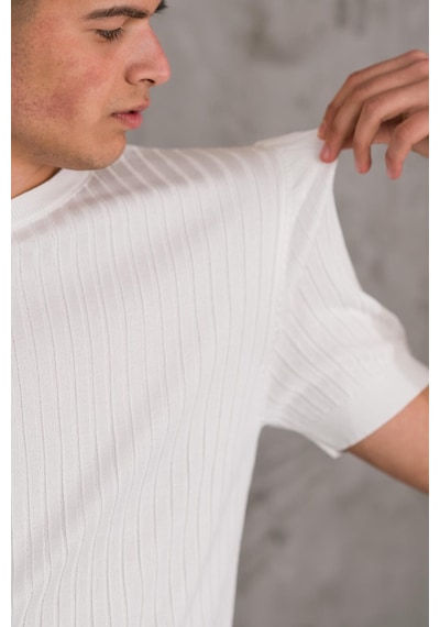 Slimfit Likralı Sıfır Yaka Erkek Triko T-shirt 001