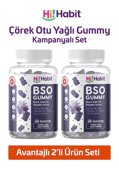 Hi Habit Çörek Otu Yağı Gummy D3 Çinko Takviyeli 2x60 Adet